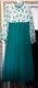 Vtg Handmade Ladies 70's Emerald Green Ruffle Wild Floral Bow Detail Maxi Dress
