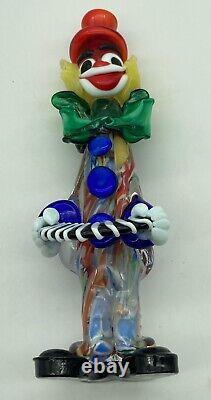 Vtg. Murano Italy Large Bow Clown Art Glass Hand blown Figurine 10.5 Mint Cond
