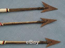 Warao Indian handmade bow & 3 wood arrows metal arrowheads Orinoco Venezuela