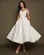 Wedding Dress Size 4 6 8 by VehovaDresses Tea Length Short Wedding Dress Satin