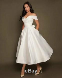 Wedding Dress Size 4 by VehovaDresses Tea Length Short Wedding Dress Satin