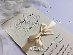 Wedding/Evening Invitations INITIALS Tall Long Personalised Handmade Bow