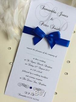 Wedding/Evening Invitations INITIALS Tall Long Personalised Handmade Bow