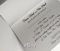 Wedding/Evening Invitations Personalised EMBOSSED bow landscape folded