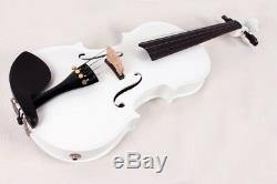 White 4/4 Electric Acoustic Violin Case Bow hand made Solid Spruce maple