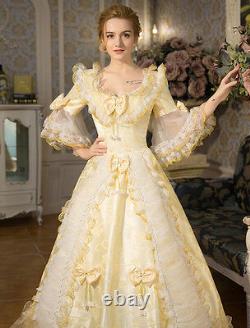 White Victorian Lolita short sleeve Bows Ball Gown maxi prom wedding long Dress