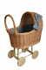 Wicker Doll Pram with Wooden Wheels + Quilted Edging + Bow 4 Models Best Quality