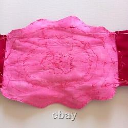 Woman belt faux leather royal sequin italian crochet pink rhinestone embroidered