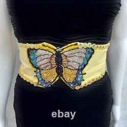 Woman belt italian modern fashion designer sequins rhinestone beads butterfly by