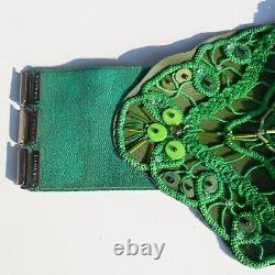 Woman belt italian royal luxury macrame rhinestone beads faux leather gift idea