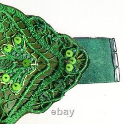 Woman belt italian royal luxury macrame rhinestone beads faux leather gift idea