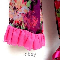 Woman clothing dress summer couture brand griff elegant caftan pink flower silk