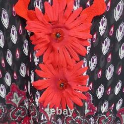 Woman clothing dress summer couture brand griff elegant red black flowers beads