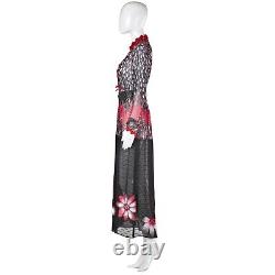 Woman clothing dress summer couture brand griff elegant red black flowers beads