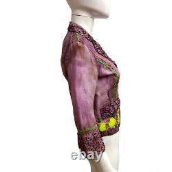 Woman clothing jacket elegant spring original luxury griff handmade purple fluo1