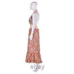 Woman clothing summer couture brand long dress casual pink lace ruffles silk art