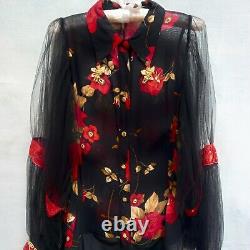 Woman clothing summer couture dress brand griff elegant original black roses bid