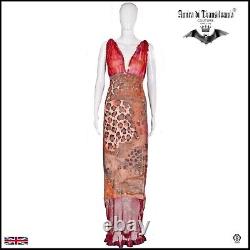 Woman clothing summer couture dress brand griff original red sequin animal print