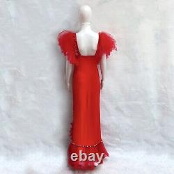 Woman clothing summer couture dress red brand long elegant sexy embroidered bead