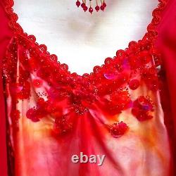 Woman clothing summer couture dress red silk brand griff elegant original sequin
