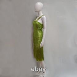 Woman clothing summer couture fashion dress elegant sexy crochet fringes green 1