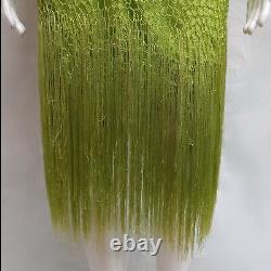 Woman clothing summer couture fashion dress elegant sexy crochet fringes green 1