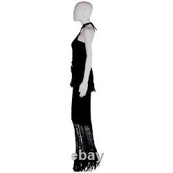 Woman clothing summer couture fashion griff elegant black top gown crochet set 1