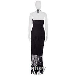 Woman clothing summer couture fashion griff elegant black top gown crochet set 1