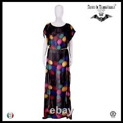 Woman clothing summer couture fashion griff elegant kaftan black polka dotts set