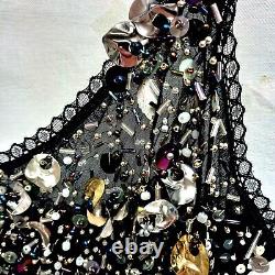 Woman clothing summer couture luxury elegant black long sequins beads crystals 1