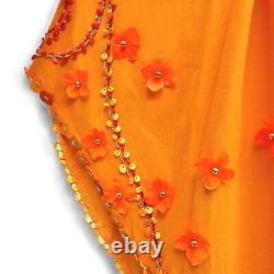 Woman clothing summer couture luxury elegant orange cocktail flowers embroidered