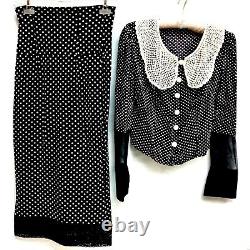 Woman clothing summer couture skirt shirt black white polka dot pin-up college 1