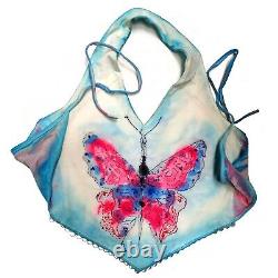 Woman clothing summer top t-shirt luxury short haut couture handmade butterfly 1