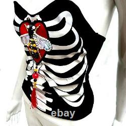 Woman clothing summer top t-shirt original luxury rare bee heart skeleton bones