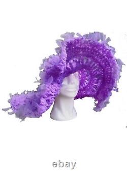 Woman hat fashion iconic runaway wide brim summer sun wedding vintage purple hat