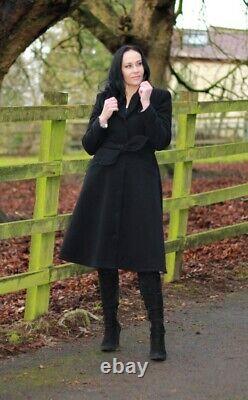Woman's Black Wool Coat, Design, unique retro style, Handmade Size 10 Brand new