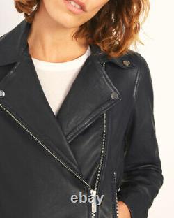 Women' Classic Black Leather Jacket, Sheepskin Leather Jacket, Soft Biker Jacket