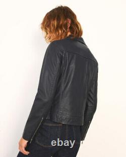 Women' Classic Black Leather Jacket, Sheepskin Leather Jacket, Soft Biker Jacket