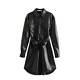 Women real leather Gothic leather Dress Black leather Long Coat Party dress