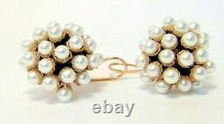 Women's Hanging Earrings Pearls Vintage Style 1950 Elegant Ceremony Golden Gold