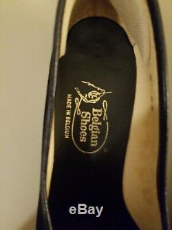 Womens Handmade BELGIAN SHOES Black Suede Bow Girafe Loafers Size 6.5 NWOB
