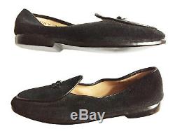 Womens Handmade BELGIAN SHOES Black Suede MIDNETTE Loafers Size 7 M NWOB