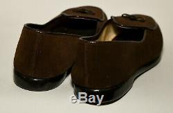 Womens Handmade BELGIAN SHOES Dark Brown Suede MIDNETTE Loafers Size 8 W