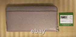 Womens NWT Kate Spade Bow Bone Grey Olive Drive Lacey Pebble Leather Wallet
