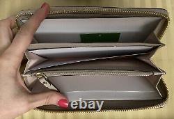 Womens NWT Kate Spade Bow Bone Grey Olive Drive Lacey Pebble Leather Wallet