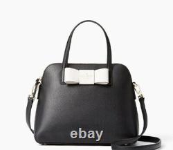 Womens NWT Kate Spade Maise Bow Leather Handbag Black And Cement Satchel $428