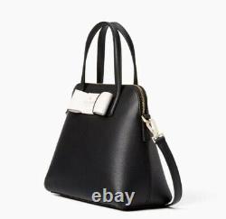 Womens NWT Kate Spade Maise Bow Leather Handbag Black And Cement Satchel $428