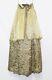 Womens Vintage Handmade Gold Lamé Gown Embroidered Cape Hair Bow