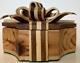 Wood Box Ribbon Bow Handmade Vtg Trinket Pine Mahogany Maple Jewelry Lid Wooden