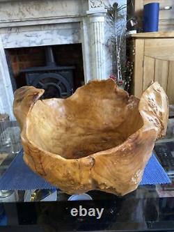 Wooden Bowl Handmade Storage Natural Root Wood Crafts Bow